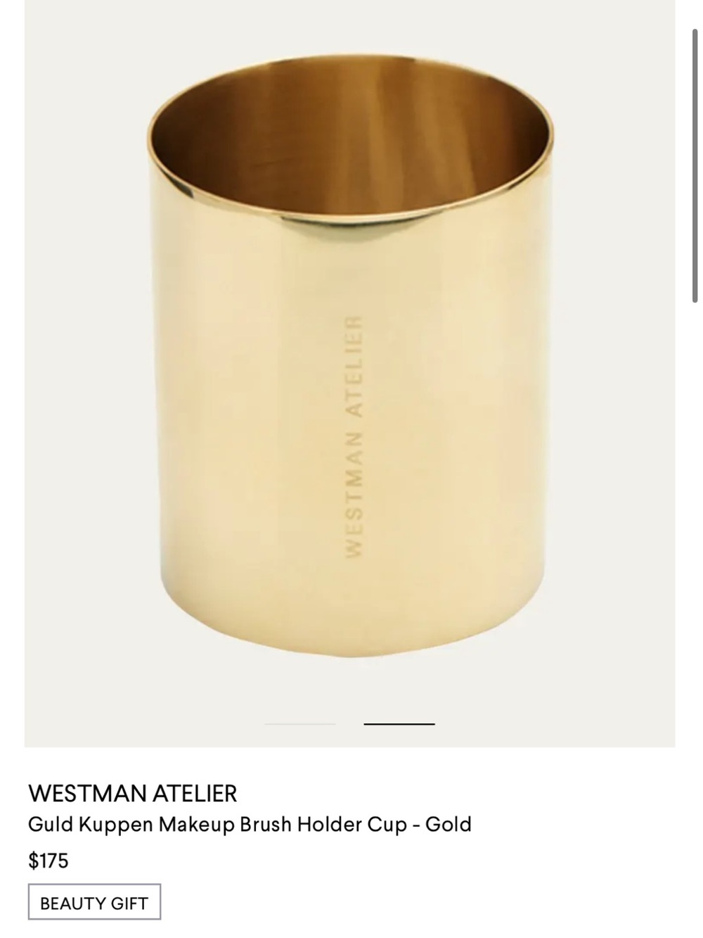 Westman Atelier Gold Cylindrical Brush Cup no brushes